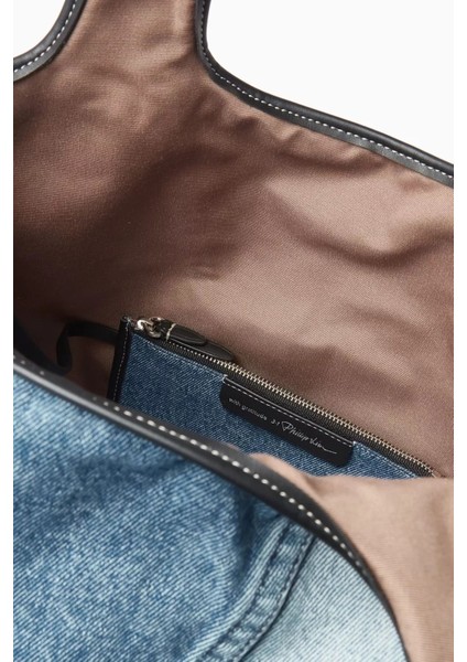 Denim Market Tote Geniş Hacimli, Deri Etiketli ve Günlük Şık Çanta fırsatları