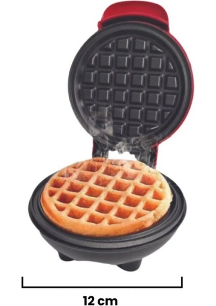 KSM-2400W Uyumlu Mini Waffle Makinesi, Şık Kırmızı Tasarım