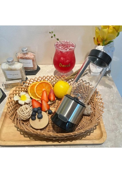 Taşınabilir Metal Blender 2'li Set, 450ML ve 380ML, Keskin Bıçaklı, Gri fırsatları