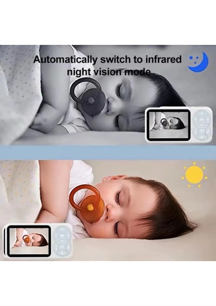 Hd Gece Görüşlü Bebek Kamerası – Monitörlü, 2 Yönlü Ses, Rgb Işıklı, Kumandalı Ekranlı Sistem