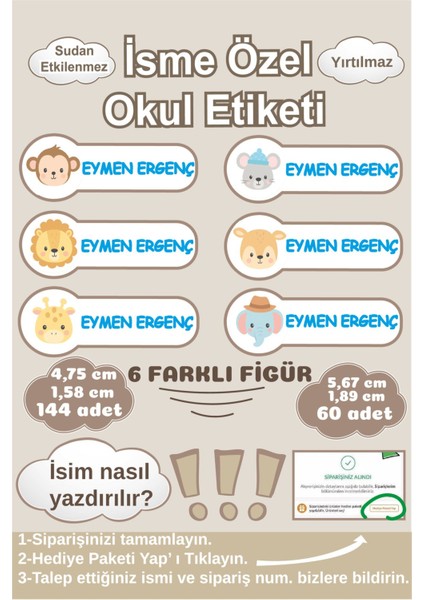 İsme Özel Su Geçirmez Okul Etiketi Sticker Kişiye Özel Erkek Çocuk İsim Etiketi Kırtasiye Malzemeler
