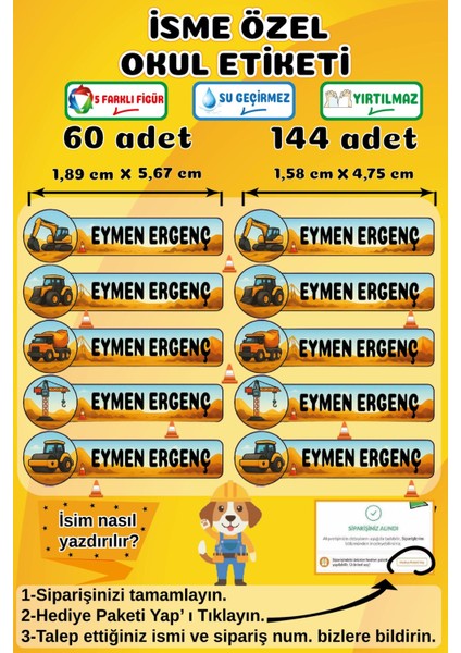 İsme Özel Su Geçirmez Okul Etiketi Sticker Kişiye Özel Erkek Çocuk İsim Etiketi Kırtasiye Malzemeler