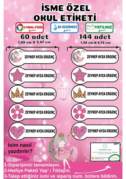 Isme Özel Su Geçirmez Okul Etiketi Sticker Kişiye Özel Kız Çocuk Isim Etiketi Kırtasiye Malzemeleri fiyatları