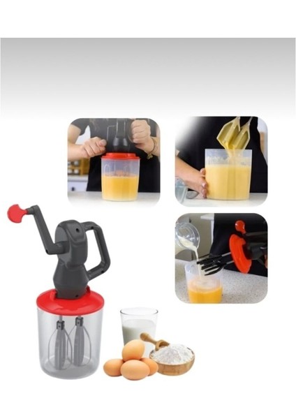 Kırmızı Çevirme Kollu Havalı El Mikseri, Pratik ve Kullanışlı Tasarım