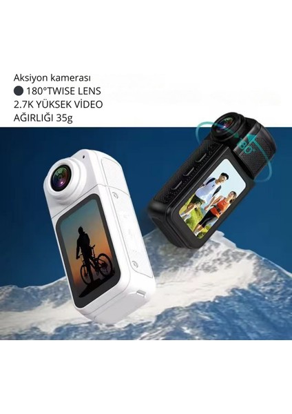 2k Mini Aksiyon Kamerası 180° Dönebilen Lens 1,47 Inç IPS Ekran Wifi Giyilebilir Vücut Kamerası