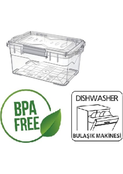 1500 ml Gri Kilitli Kiler Saklama Kabı, Bpa Içermeyen, Bulaşık Makinesinde Yıkanabilir fiyatları