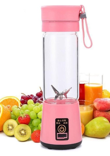 Taşınabilir Şarjlı El Blenderi, Shaker ve Smoothie Hazırlama Aleti, 6 Bıçaklı, Pembe fırsatları