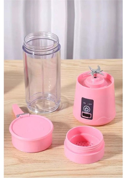 Taşınabilir Şarjlı El Blenderi, Shaker ve Smoothie Hazırlama Aleti, 6 Bıçaklı, Pembe indirimleri