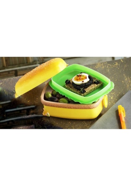 Çok Renkli Dikdörtgen Hamburger Görünümlü Saklama Kabı, Pratik ve Şık Tasarım fiyatları