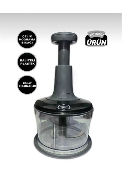 Paslanmaz Çelik Bıçaklı Üstten Basmalı El Blender ve Doğrayıcı Siyah
