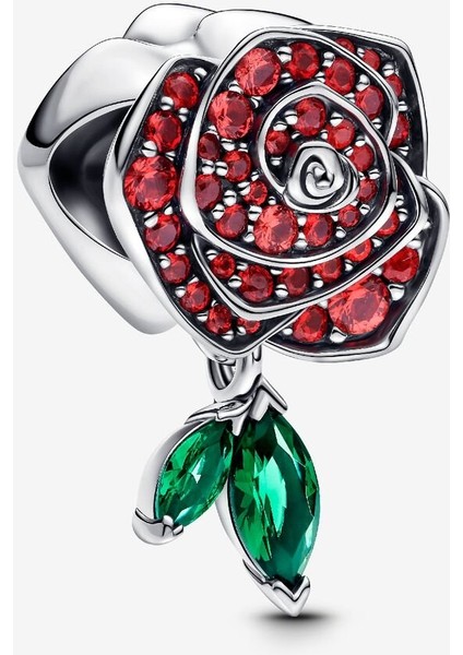 Pandora Kırmızı Açan Işıltılı Gül Charm 925 Ayar Gümüş