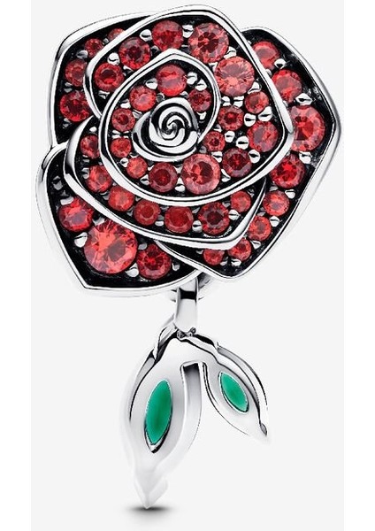 Pandora Kırmızı Açan Işıltılı Gül Charm 925 Ayar Gümüş modelleri
