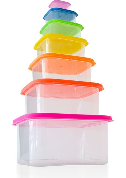 Renkli 7'li Plastik Saklama Kabı Seti, Pratik ve Şık Mutfak Gereçleri