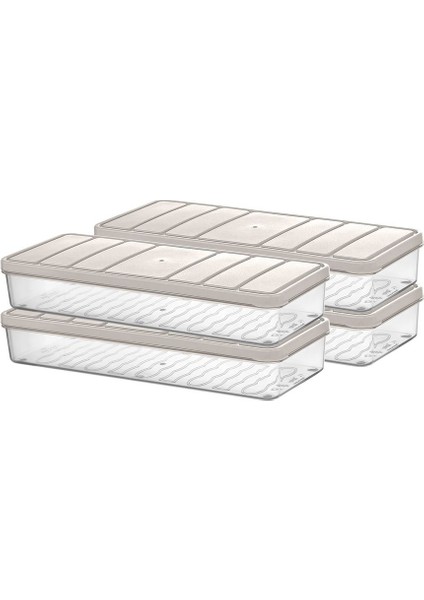 4'lü 1 Lt. Saklama Kabı Seti, Ekru, Pratik ve Şık Mutfak Gereçleri