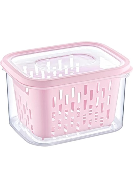 Renkli Süzgeçli Saklama Kabı 1.6 L, Zeytinlik ve Turşuluk, Pembe