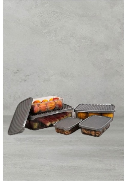 Dikdörtgen Gıda Saklama Kabı Seti, 5 Parça, Siyah, Dayanıklı ve Şık Tasarım fiyatları