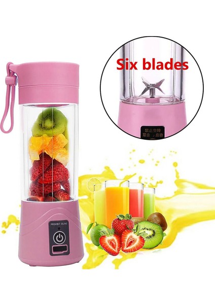 Taşınabilir El Blenderi, USB Şarjlı, 380 Ml, Pembe, Hafif ve Pratik Kullanım fırsatları