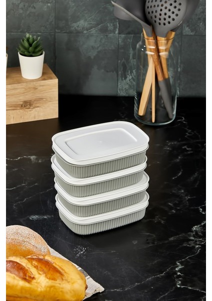 4'lü Çok Amaçlı Saklama Kabı Gri 600 Ml, Pratik ve Şık Saklama Çözümü