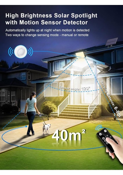 Hareket Sensörlü Güneş Enerjili Işıklar, 172 Led, IP65 Su Geçirmez, 5m Kablolu Sıcak Işık fırsatları