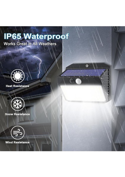 4’lü Solar Bahçe Işıkları, Hareket Sensörlü, 150 Led, 3 Modlu, IP65 Su Geçirmez, Solar Duvar Lambası modelleri