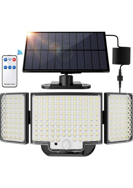 12 LED Güneş Enerjili Hareket Sensörlü Işık, IP65, 3 Modlu, 340° Aydınlatma