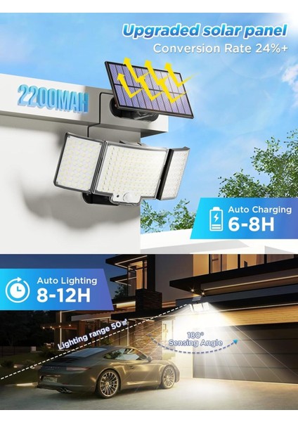 12 LED Güneş Enerjili Hareket Sensörlü Işık, IP65, 3 Modlu, 340° Aydınlatma indirimleri