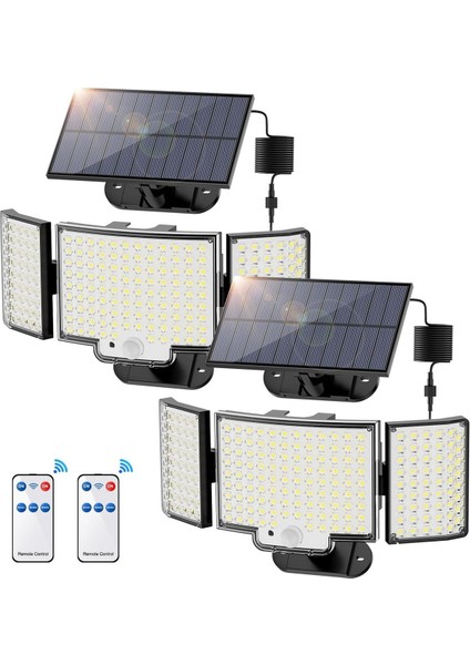 212 LED Solar Dış Mekan Işıkları, Hareket Sensörlü, IP65 Su Geçirmez, 3 Modlu, Bahçe Aydınlatması