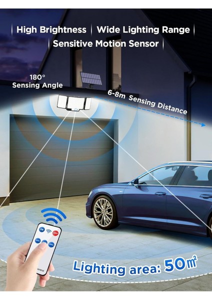 212 LED Solar Dış Mekan Işıkları, Hareket Sensörlü, IP65 Su Geçirmez, 3 Modlu, Bahçe Aydınlatması indirimleri