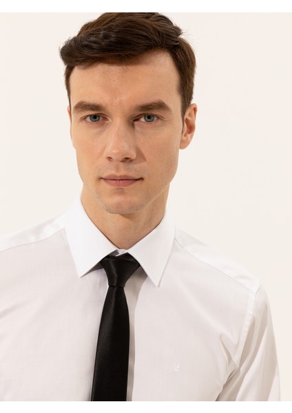 Erkek Beyaz Slim Fit % 100 Pamuk İtalyan Yaka Basic Gömlek 50255242-VR013 indirimleri