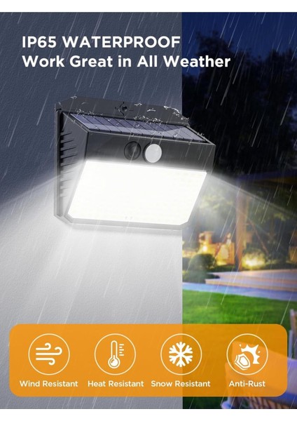 150 LED Güneş Enerjili Hareket Sensörlü Lamba, IP65, 180° Açı modelleri