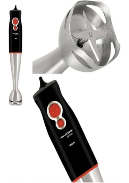 Yüksek Güçlü Siyah Çubuk Blender, 1000W, Dayanıklı Plastik, Yerli Üretim