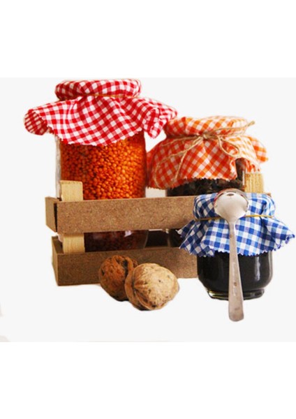 Siyah Kareli Kumaş Kavanoz Kapağı 21 Cm, 10 Adet Fiyatlı, Renkli ve Şık Tasarım fiyatları