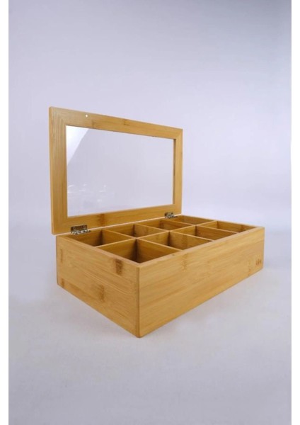 8 Bölmeli Bambu Saklama Kutusu, Çay, Kahve ve Bitki Çayı Için 30X20X7CM fiyatları