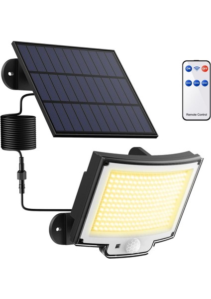 228 LED Solar Dış Mekan Işıkları, 270° Aydınlatma, IP65 Su Geçirmez, 3 Modlu, Geniş Güneş Paneli