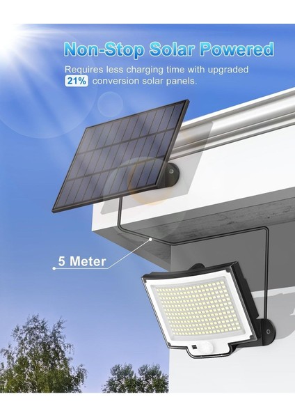 228 LED Solar Dış Mekan Işıkları, 270° Aydınlatma, IP65 Su Geçirmez, 3 Modlu, Geniş Güneş Paneli indirimleri