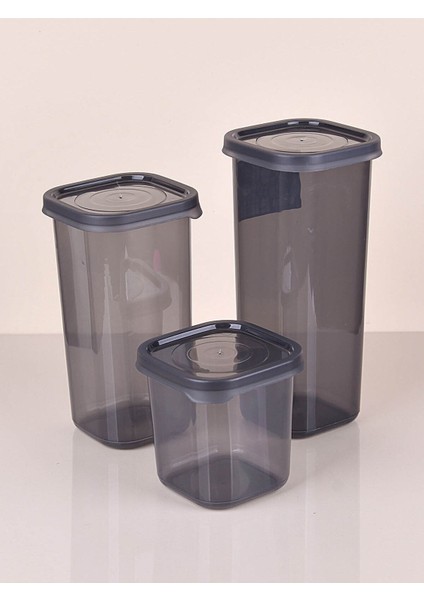3 Boy Gri Saklama Kabı Seti, Pratik ve Şık Mutfak Çözümü