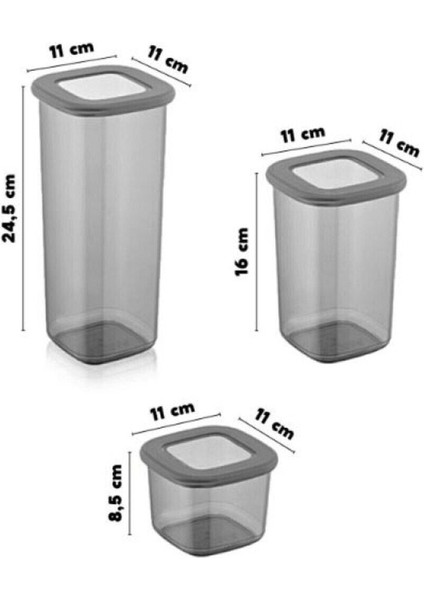 3 Boy Gri Saklama Kabı Seti, Pratik ve Şık Mutfak Çözümü fiyatları