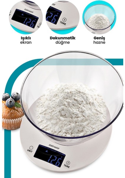 Geniş LED Ekranlı Dokunmatik Dijital Tartı 1gr-5kg Mutfak Terazisi Beyaz fiyatları