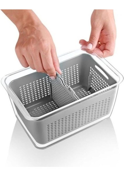 Renkli Süzgeçli Bölmeli Meyve Sebze Saklama Seti, Pratik ve Şık Organizatör modelleri