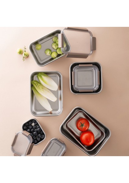 Paslanmaz Çelik Dörtgen Saklama Kabı 1.5 Lt, Kahverengi fırsatları