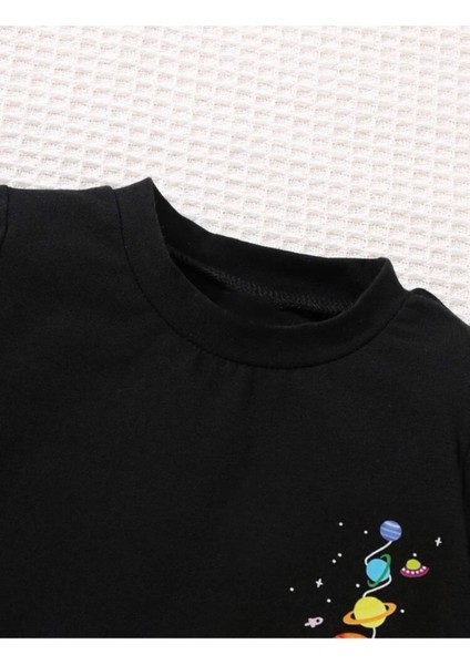 Kids Astronot Balon Gezegenler Baskılı Oversize Çocuk T-Shirt fırsatları