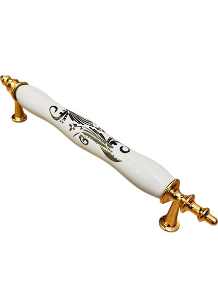 Porselen Kulp Sarmaşık Desenli 128MM(12.8CM) Ayakları Altın Sarısı Mobilya Çekmece Kapak Kulbu modelleri