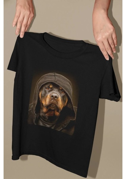 Büyük Beden Rottweiler Köpek Baskılı Oversize T-Shirt fiyatları