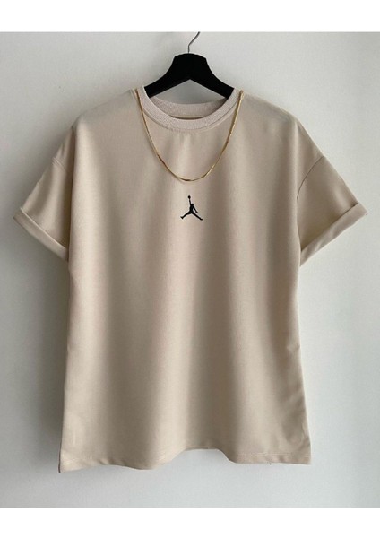 Büyük Beden His Airness Baskılı Oversize Pamuk T-Shirt