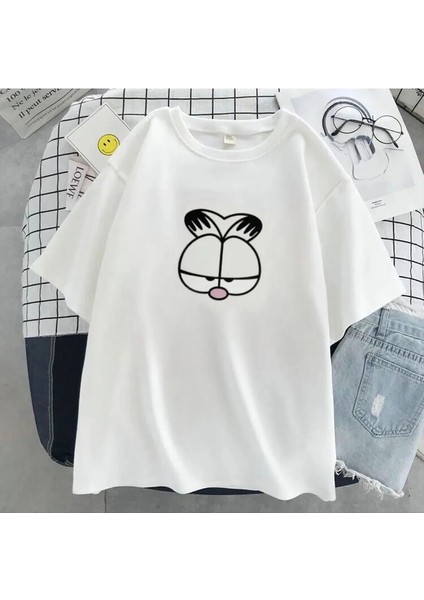 Kids Garfield Baskılı Oversize Pamuk Çocuk T-Shirtü