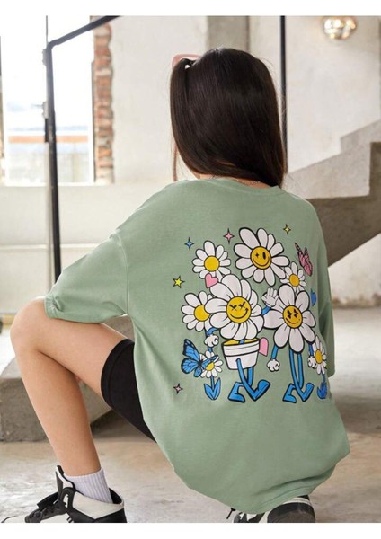 Çocuk Papatya Basklı Oversize T-Shirt