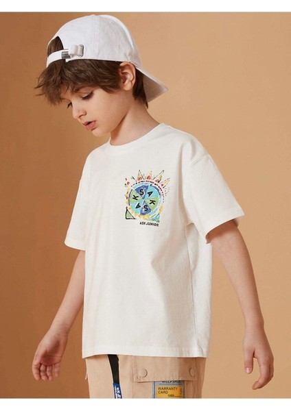 Kids Ask Junior Baskılı Oversize Bisiklet Yaka Çocuk T-Shirt fiyatları