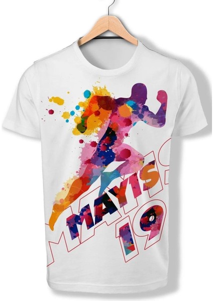Kids 19 Mayıs Baskılı Oversize Beyaz Çocuk T-Shirt