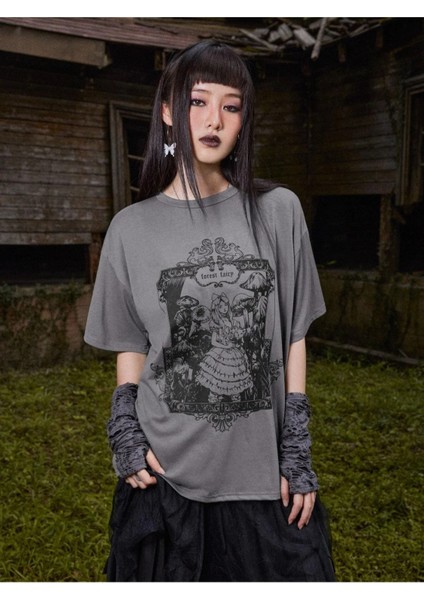 Orman Perisi Forest Fairy Baskılı Gothic Oversize T-Shirt