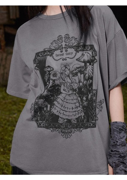 Orman Perisi Forest Fairy Baskılı Gothic Oversize T-Shirt fırsatları